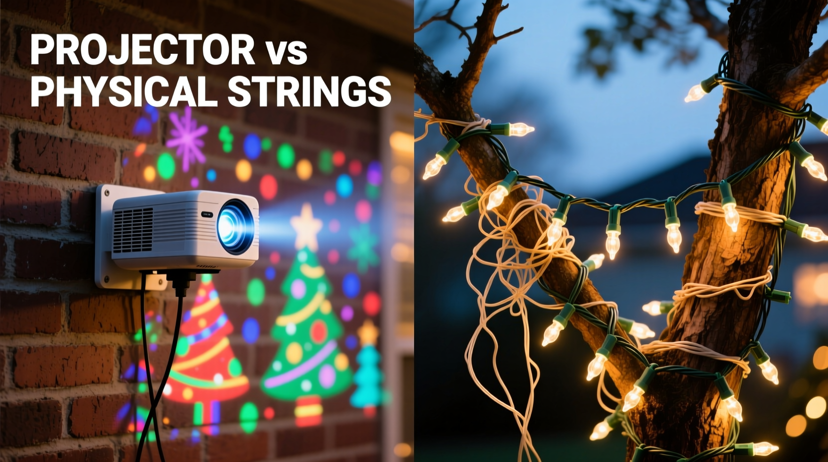 projector christmas lights vs physical strings do they really save time and effort