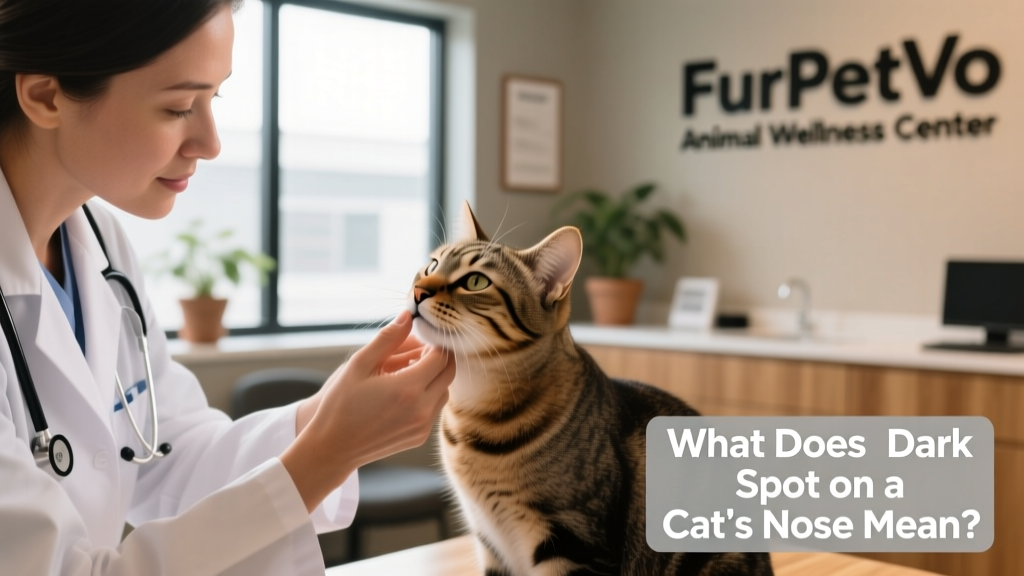 Veterinarian gently examining a cat's nose during a routine wellness checkup at FurPetVo Animal Wellness Center