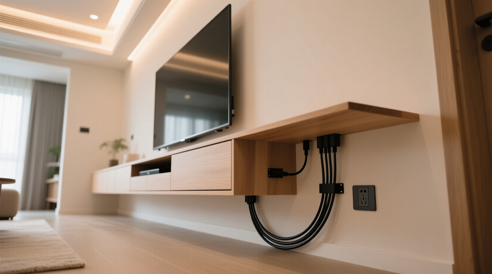 how to hide cords neatly for a clutter free living room setup