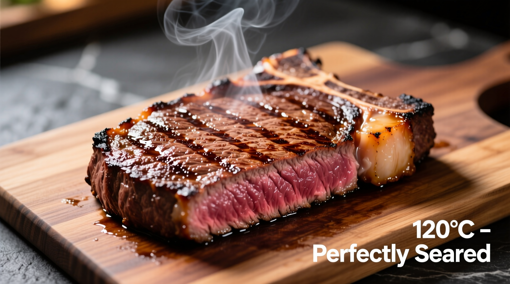 Perfectly seared sirloin steak with grill marks
