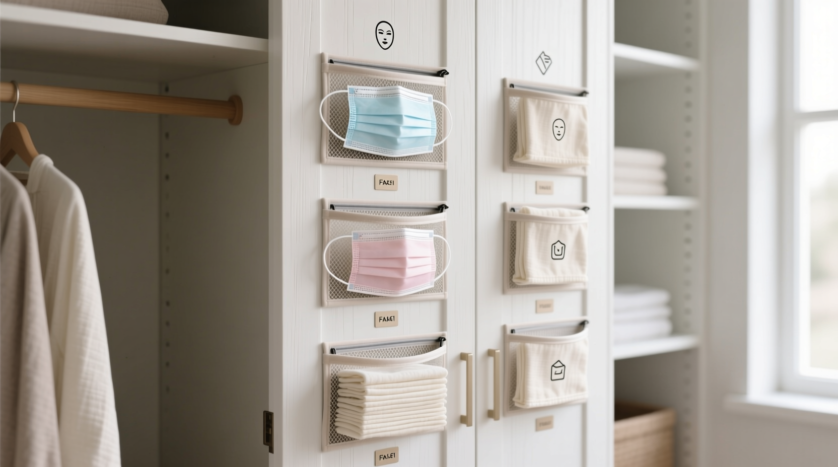 closet organization tips for masks skincare cloths