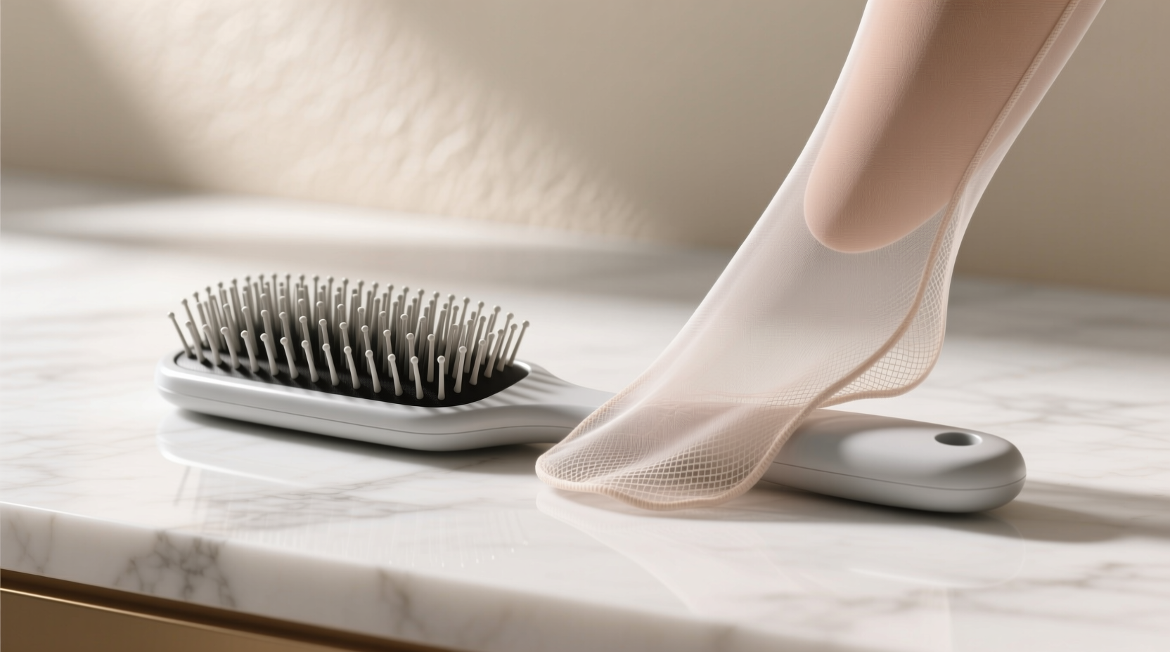 keep your hairbrush clean with pantyhose