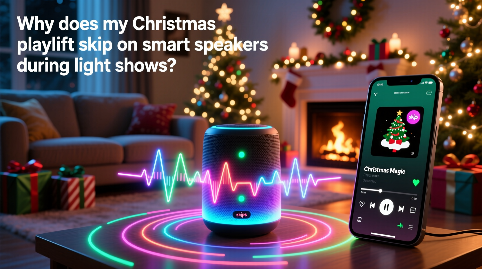 why does my christmas playlist skip on smart speakers during light shows