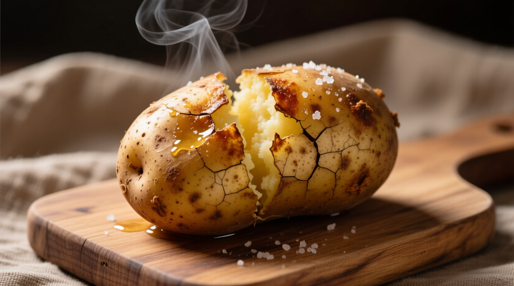 Perfectly baked russet potatoes with crispy skin