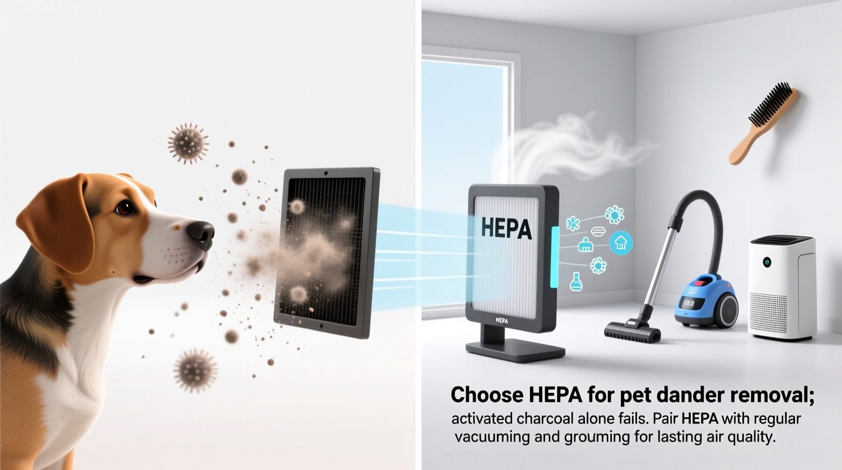 closet air purifier hepa vs charcoal for pet dander