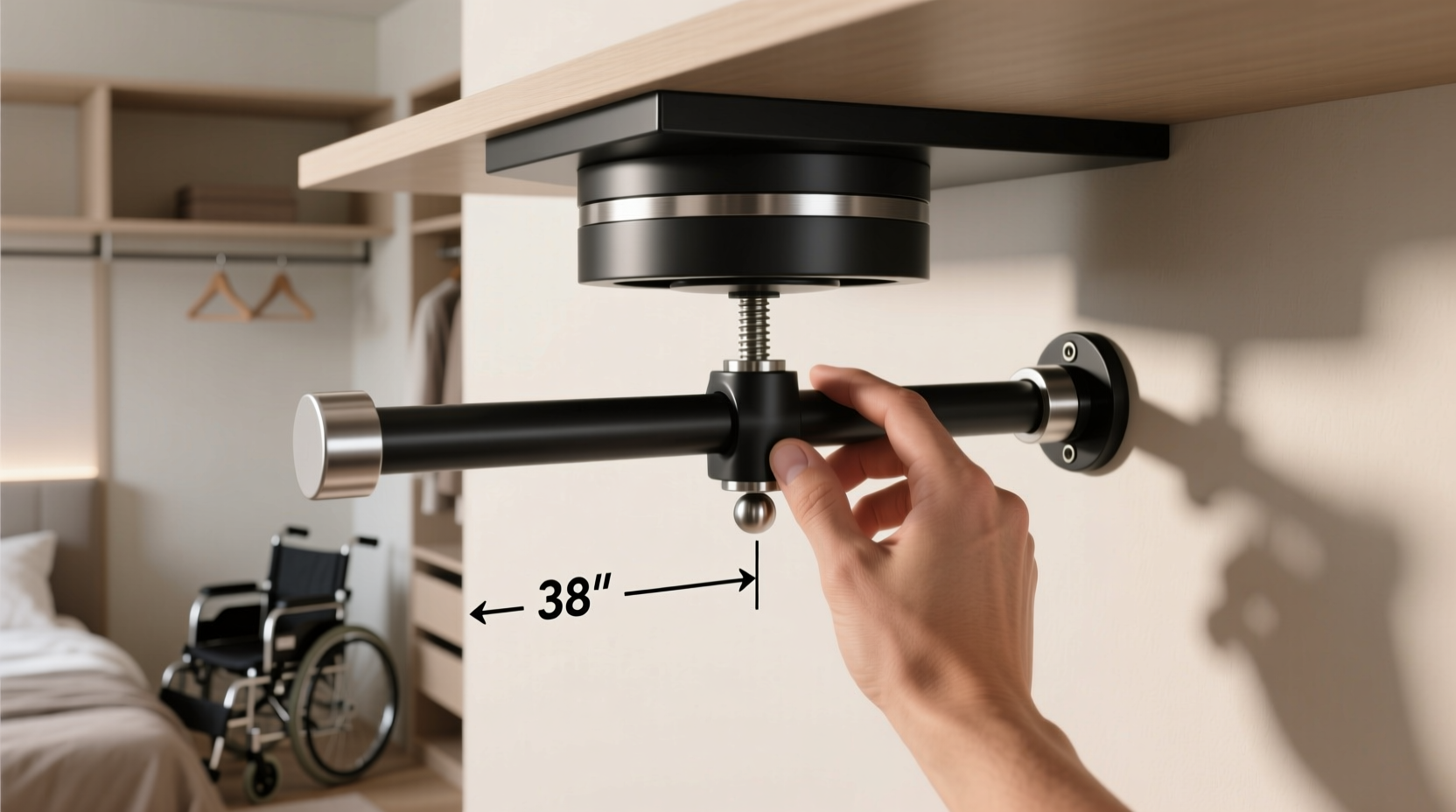 rotating closet rods for limited mobility