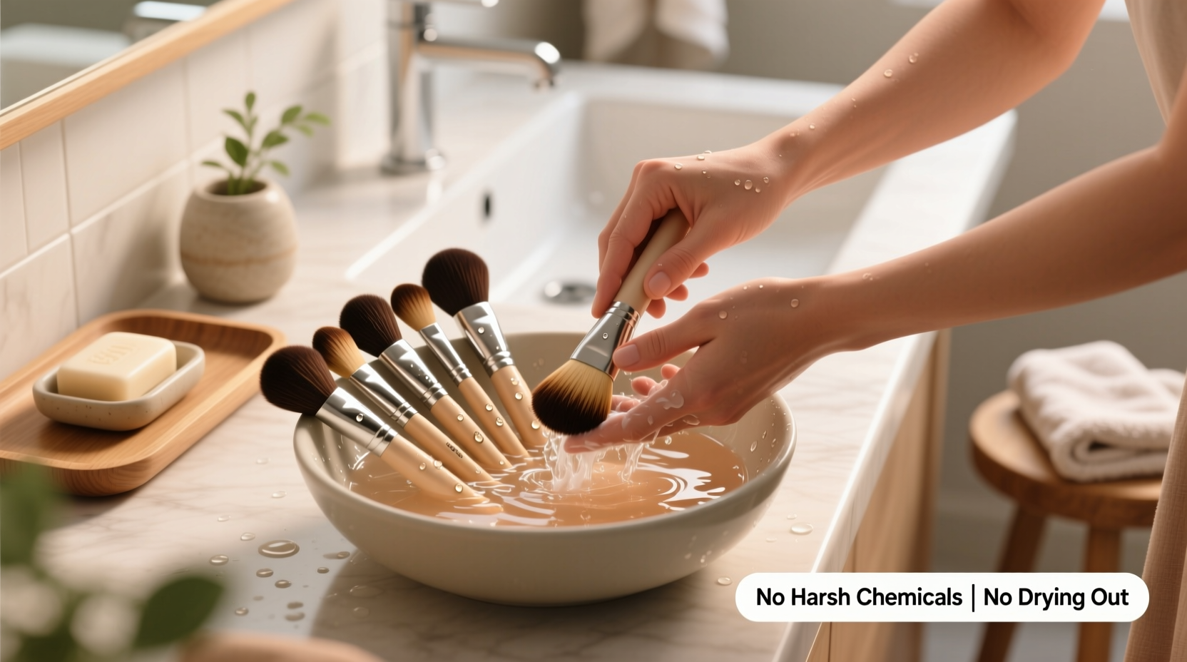 how to clean your makeup brushes without harsh chemicals or drying them out