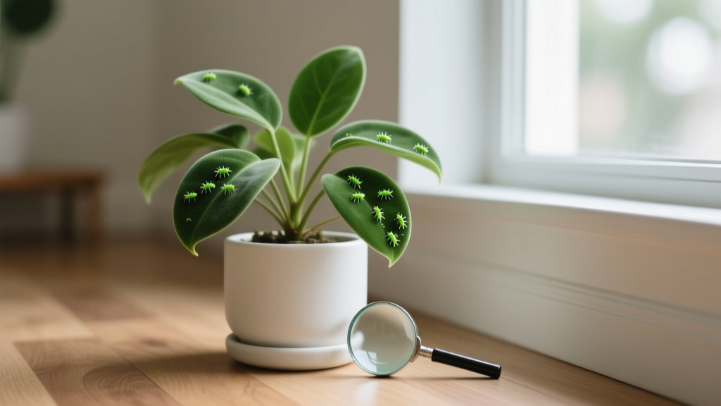 Little Green Bugs on Indoor Plants in Low Light