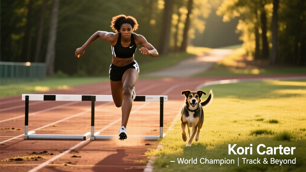 With Her Dog By Her Side, World Champion Kori Carter Clears Hurdles On and Off the Track