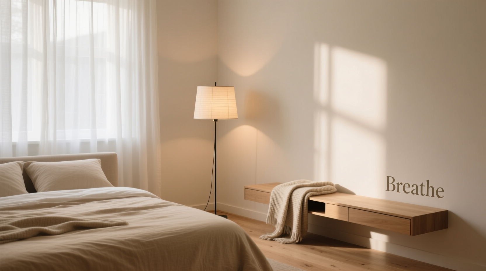 how to create a calming bedroom vibe with soft lighting and neutral tones