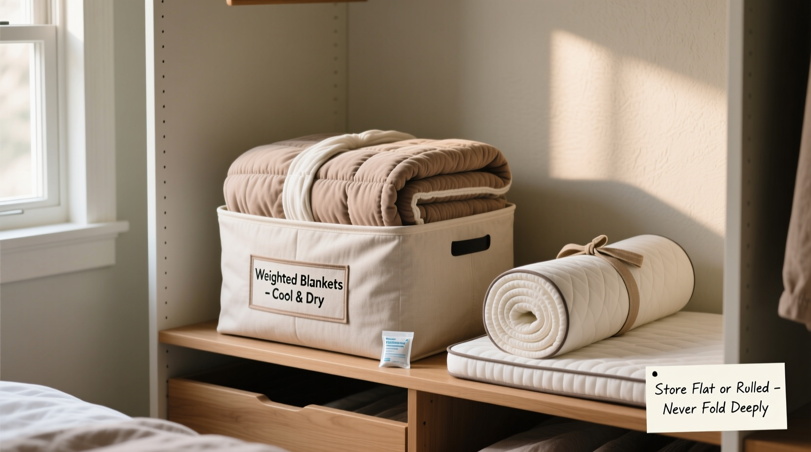 closet organization tips for weighted blankets toppers