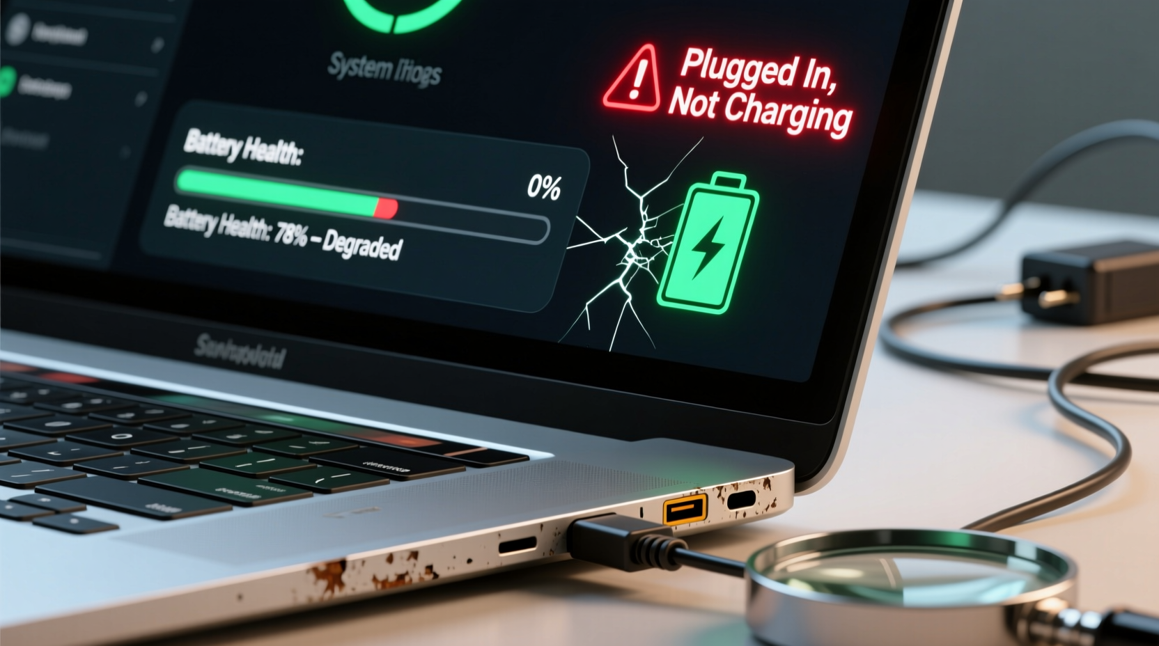 why does my laptop battery show plugged in not charging fixes