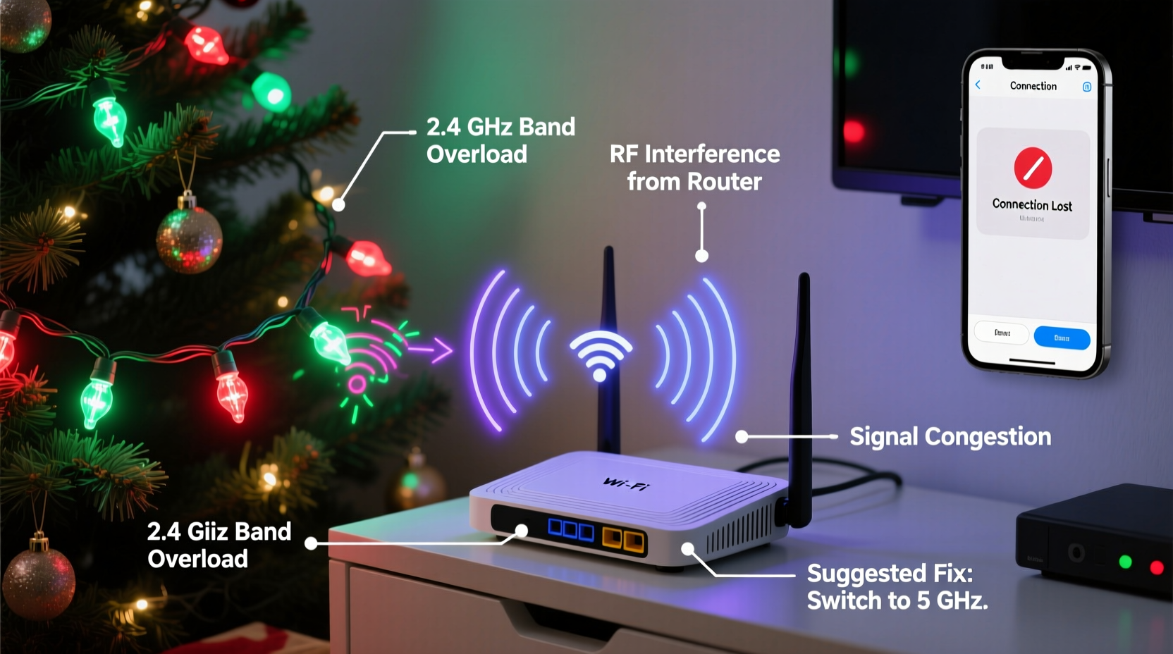 why does my router interfere with smart christmas lights and how to fix it