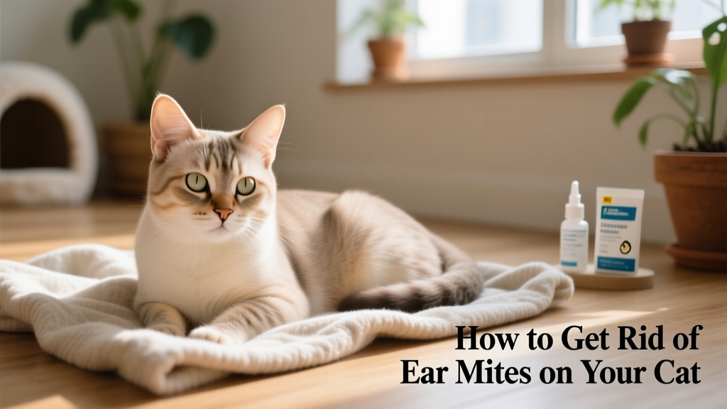 Cat resting peacefully with clean, healthy ears after successful ear mite treatment