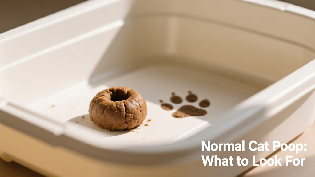 Close-up photo of healthy cat stool in a clean litter box, showing ideal texture and shape