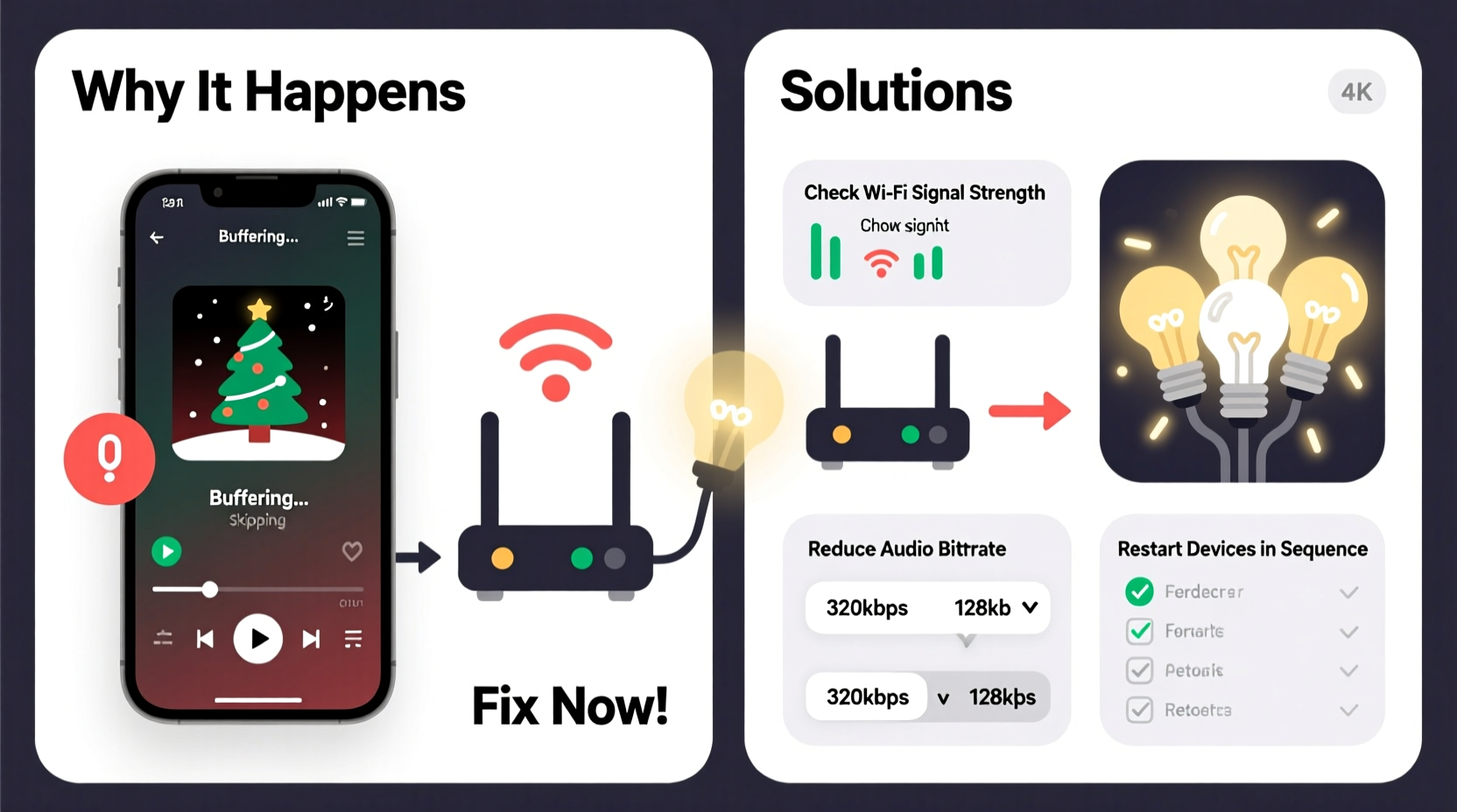 why does my christmas playlist skip during smart light sync and how to fix it