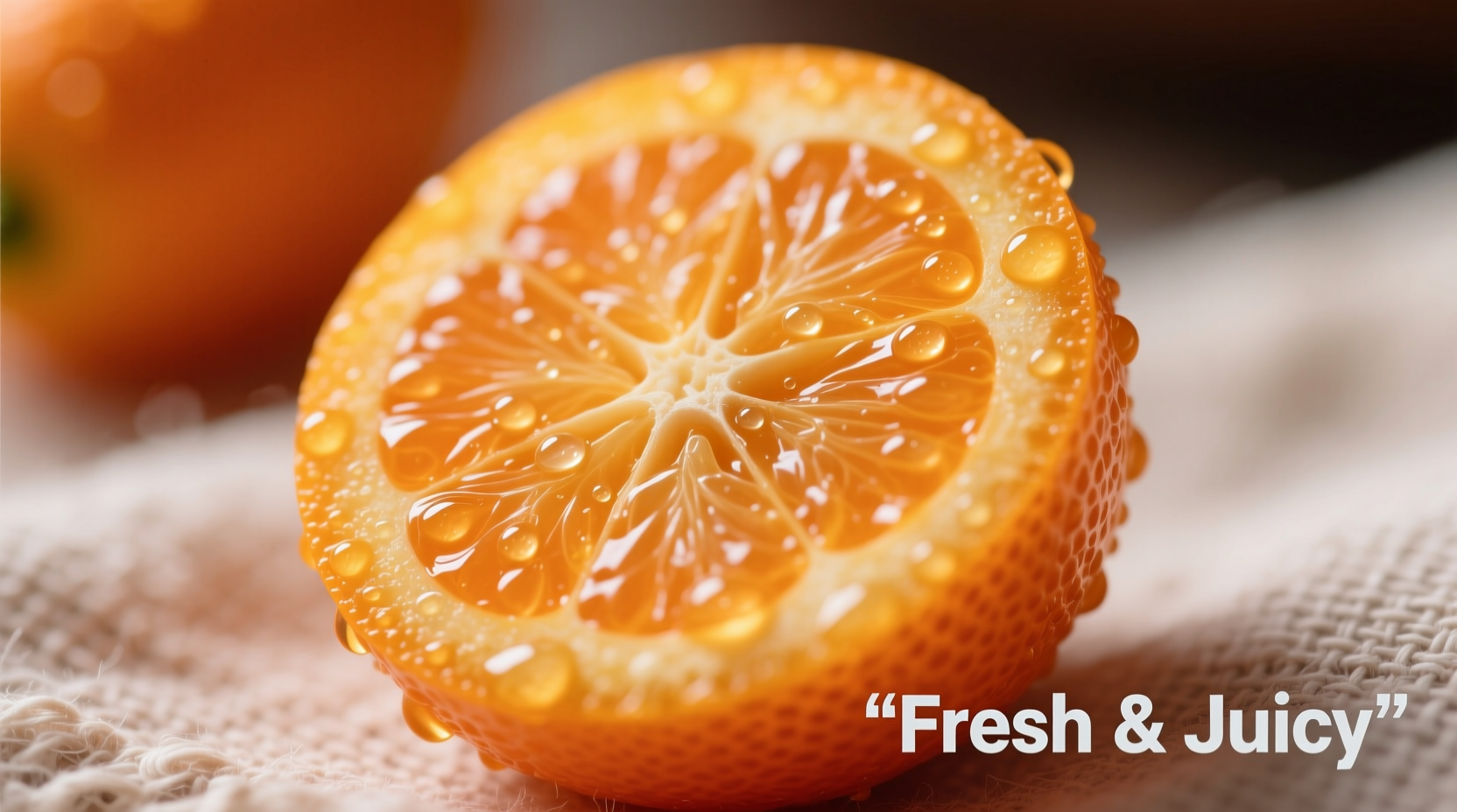 Close-up of halved kumquats showing orange skin and juicy pulp