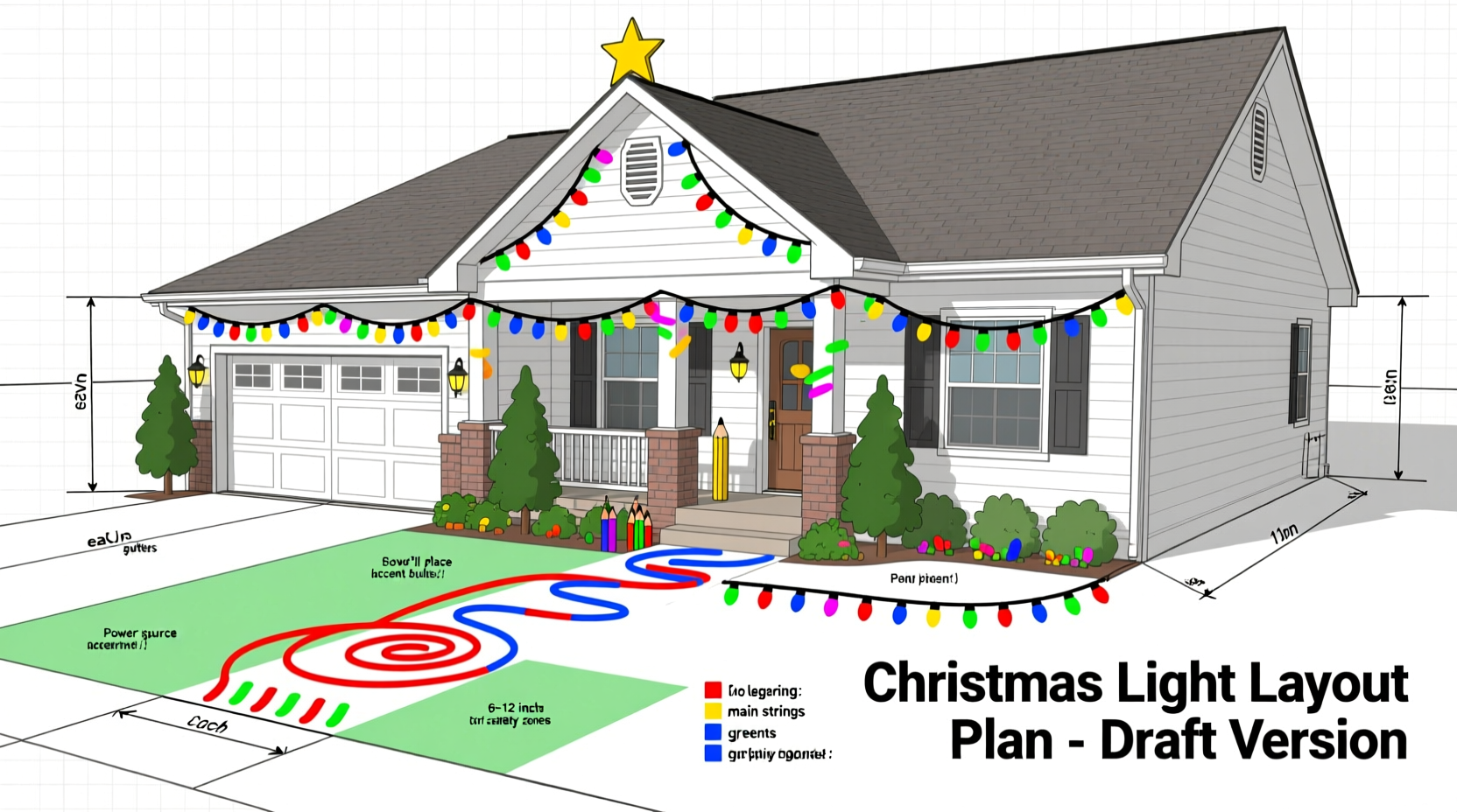 how to plan a christmas light display layout before buying strings