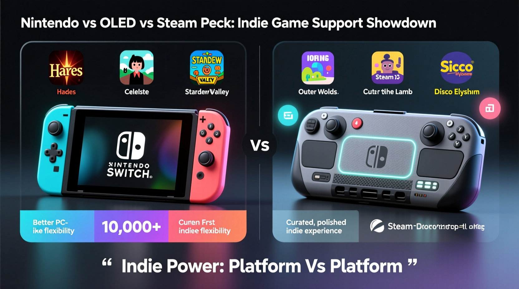nintendo switch oled vs steam deck which portable console has better indie game support