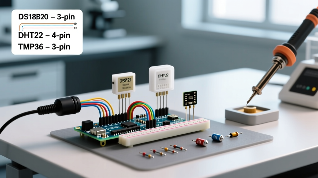 Arduino with Temperature Sensor: DS18B20 vs DHT22 vs TMP36