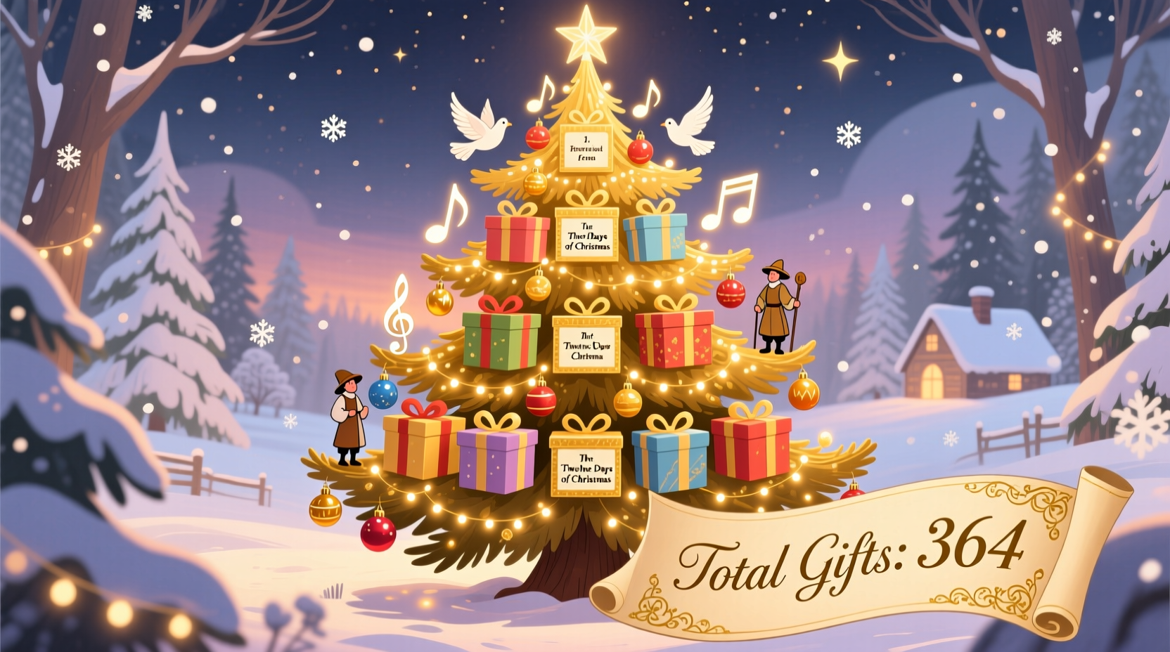 how many total gifts in the 12 days of christmas