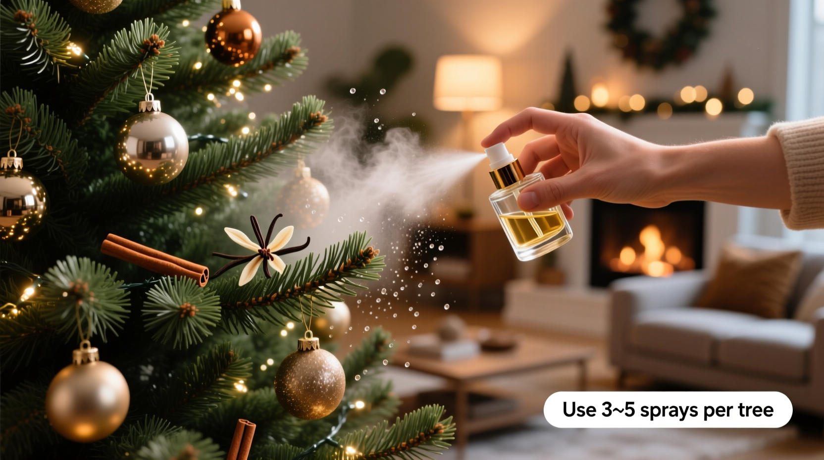 how to use essential oils to boost the scent of an artificial christmas tree