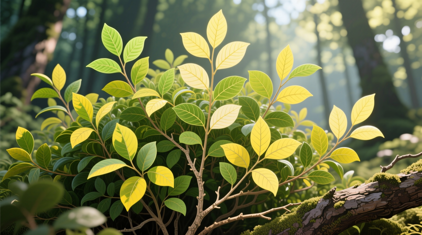 shrubs with yellow green leaves