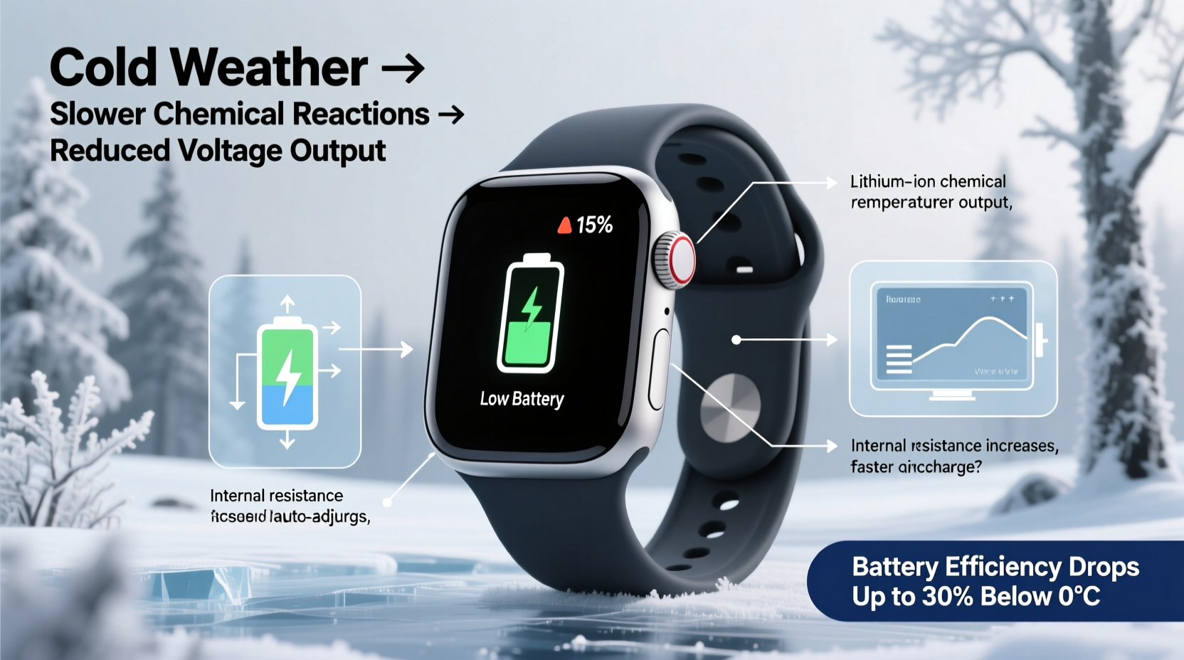 why does my smartwatch battery drain so fast in cold weather explained