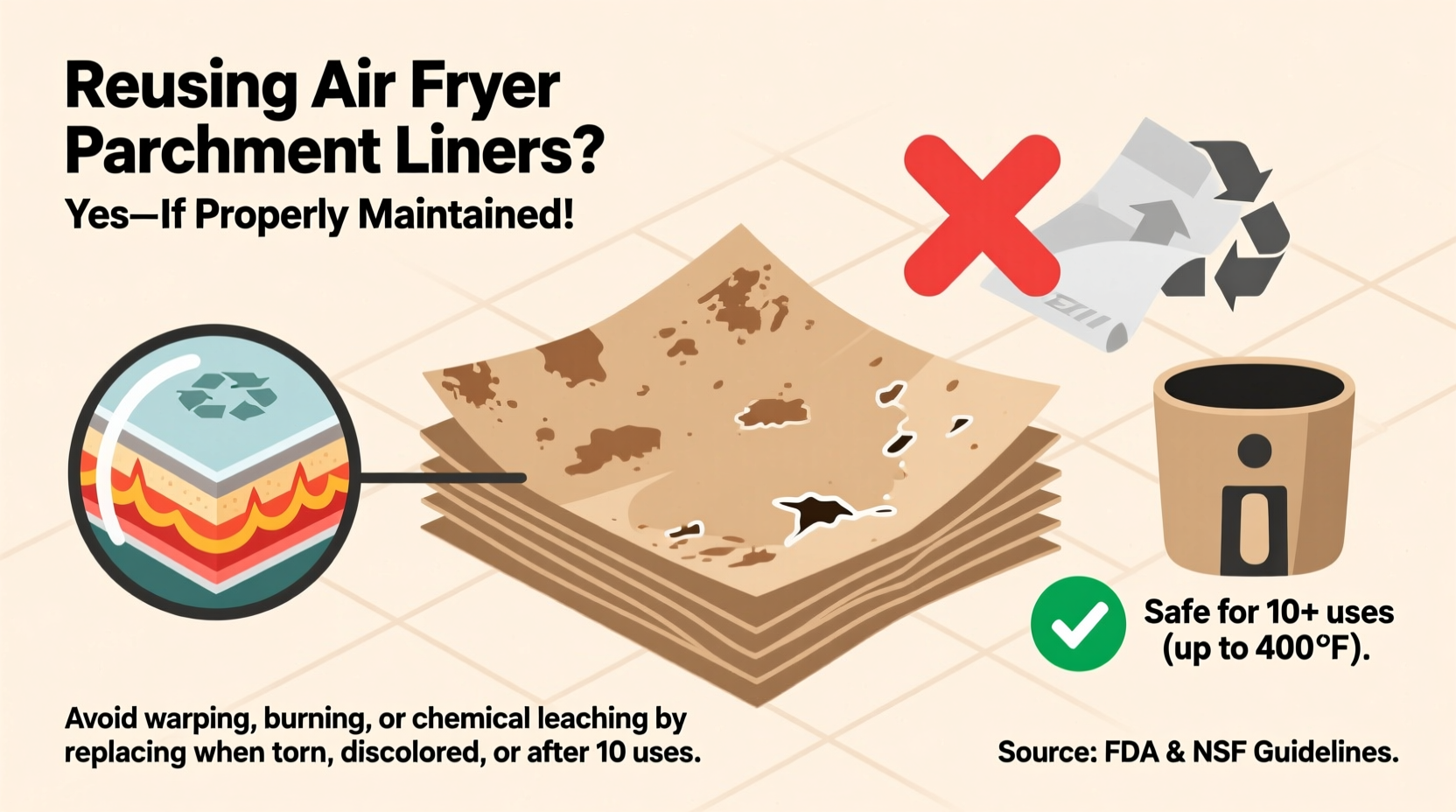 can you reuse air fryer parchment liners safely or is it a health risk