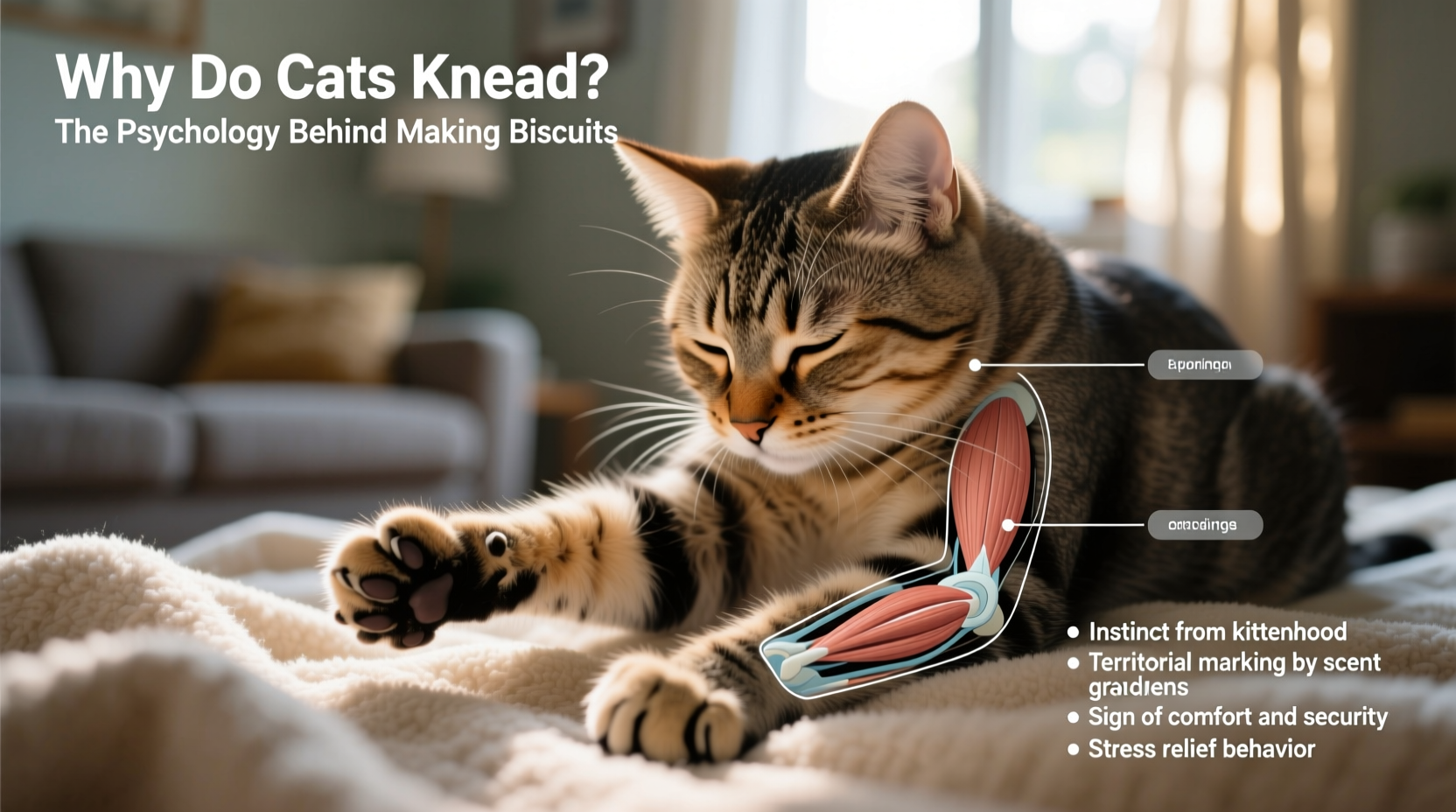 Why Does My Cat Knead Blankets The Psychology Behind Making Biscuits - Cat Kneading On Couch Cushion And Mapping Contours