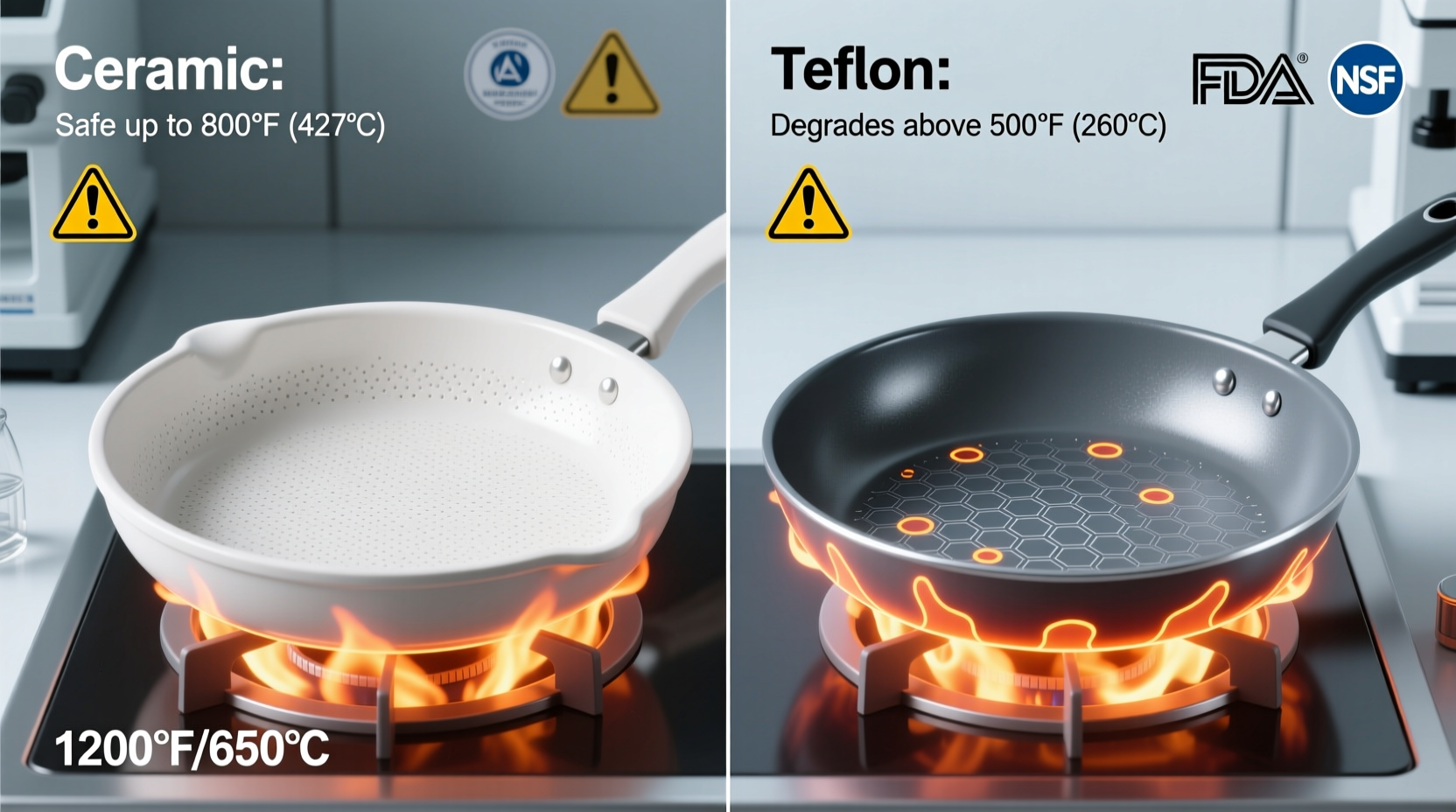 ceramic vs teflon cookware which non stick coating is safer for high heat
