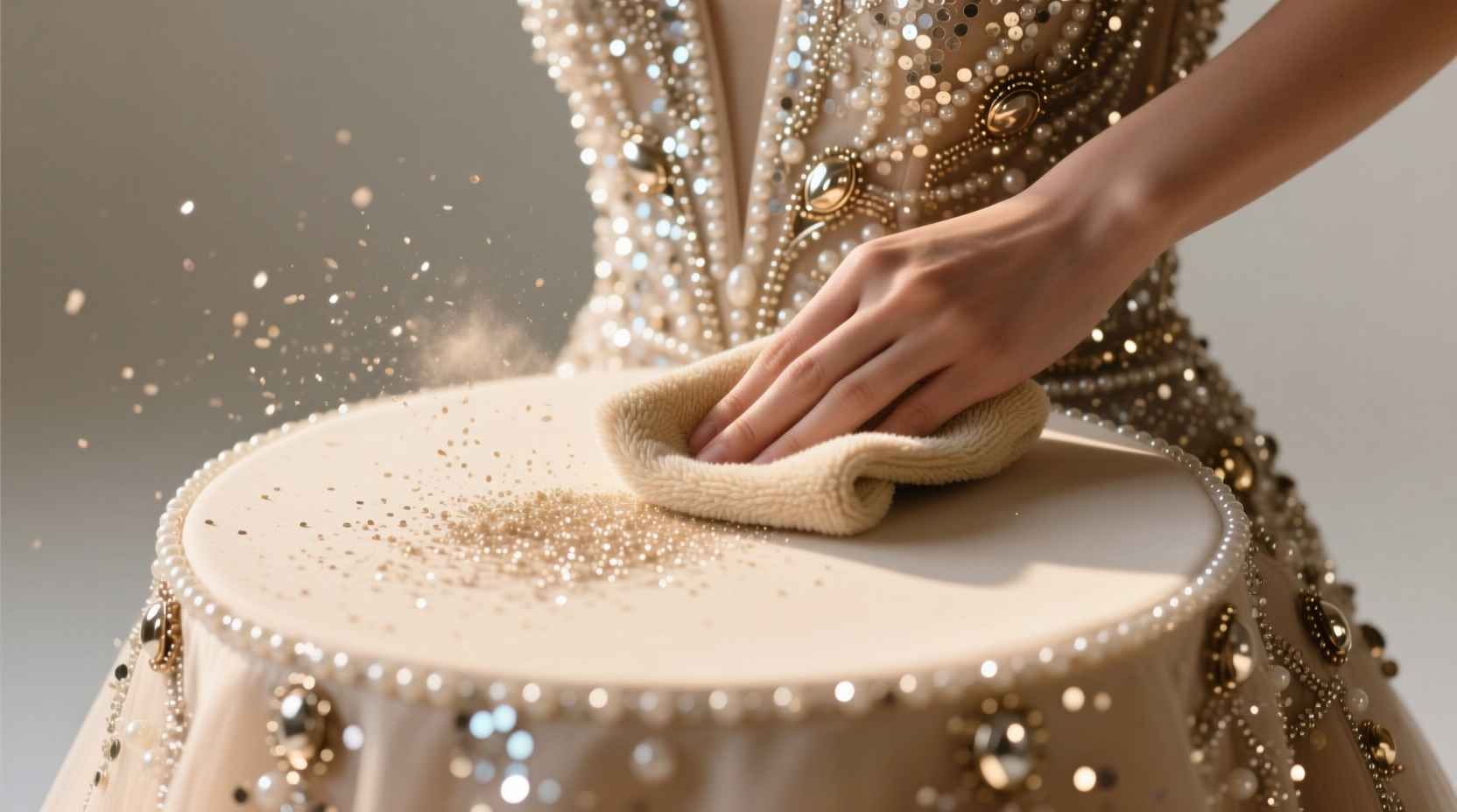 glitter fallout removal for sequined dresses
