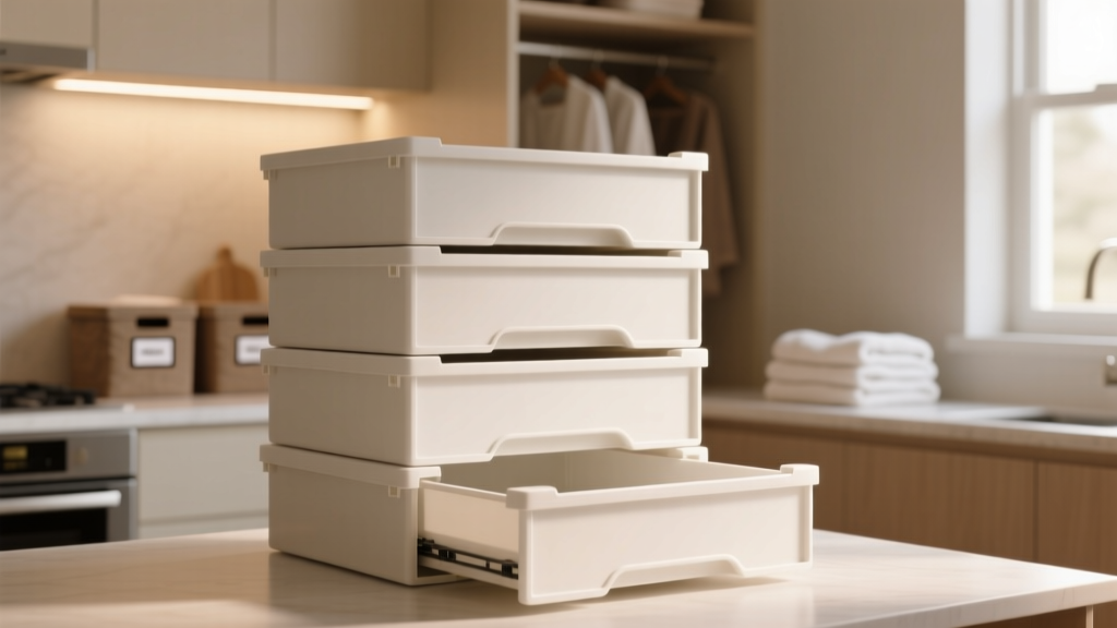 Safe, Stackable Deep Plastic Storage Drawers