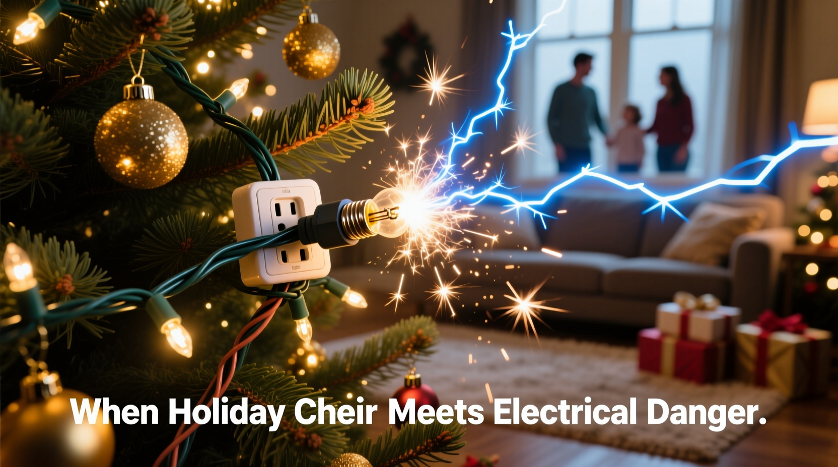 why does my christmas tree spark when i plug in the lights