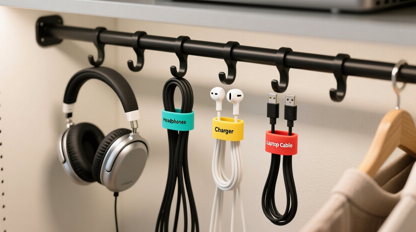 closet organization tips for headphones cables