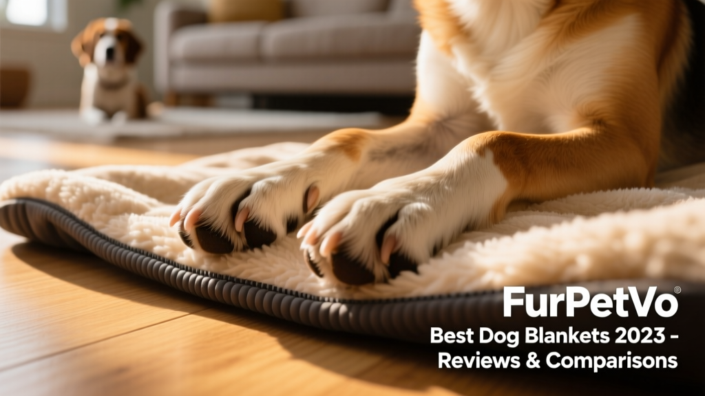 Close-up of a dog's paws resting on the textured, non-slip underside of a FurPetVo dog blanket