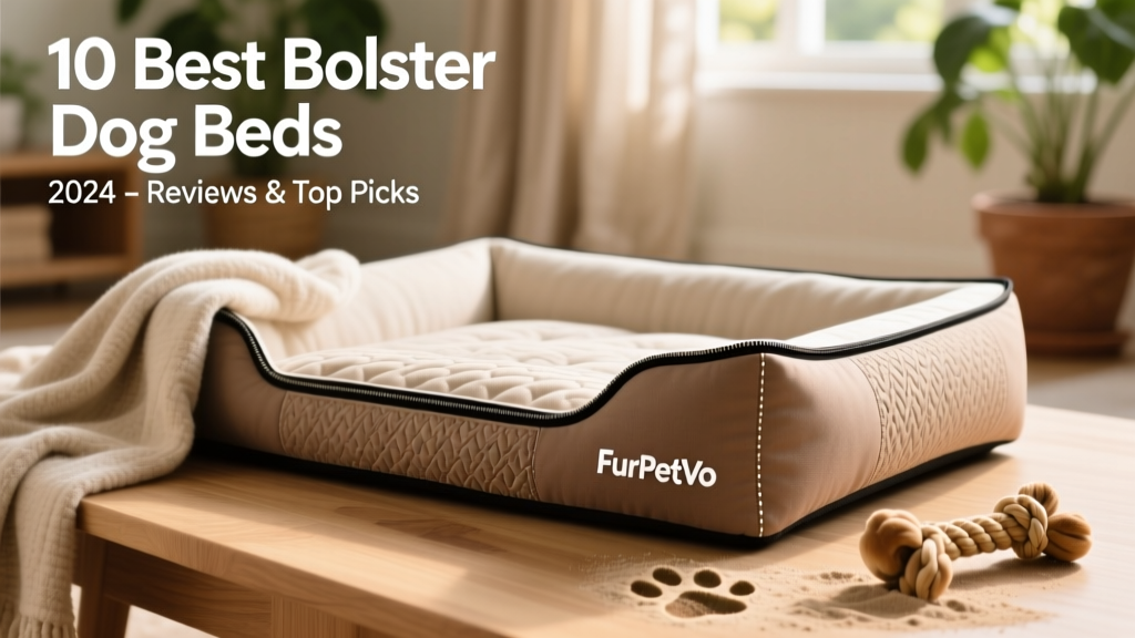 Close-up of the FurPetVo Ultimate Recycled-Fill Bolster Bed showing its textured non-slip base and zippered, removable cover