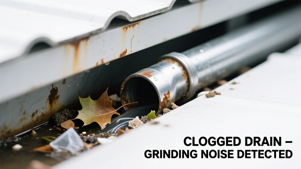 Flat Roof Drain Clogged & Making Grinding Noise: Quick Diagnosis