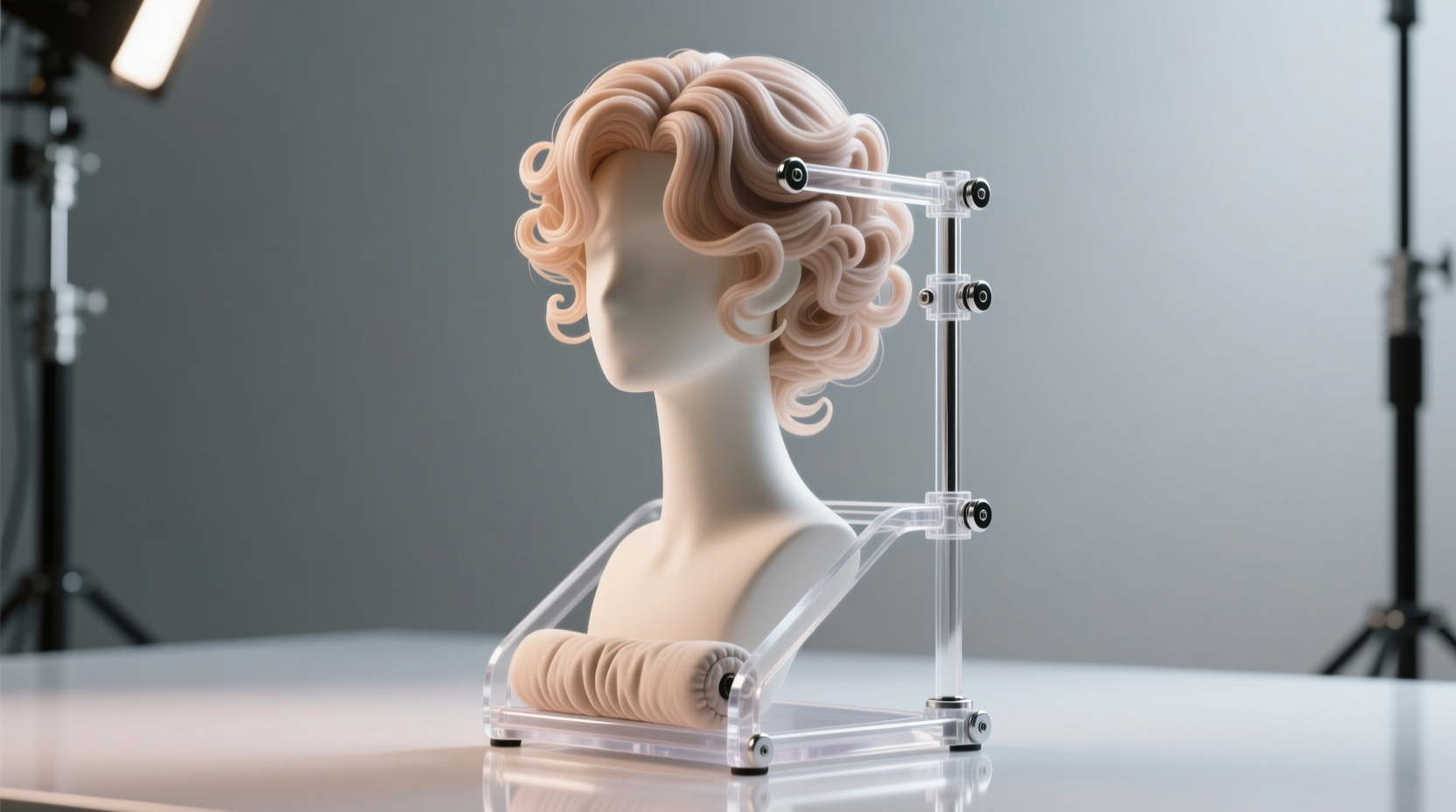 cosplay wig storage on adjustable stands