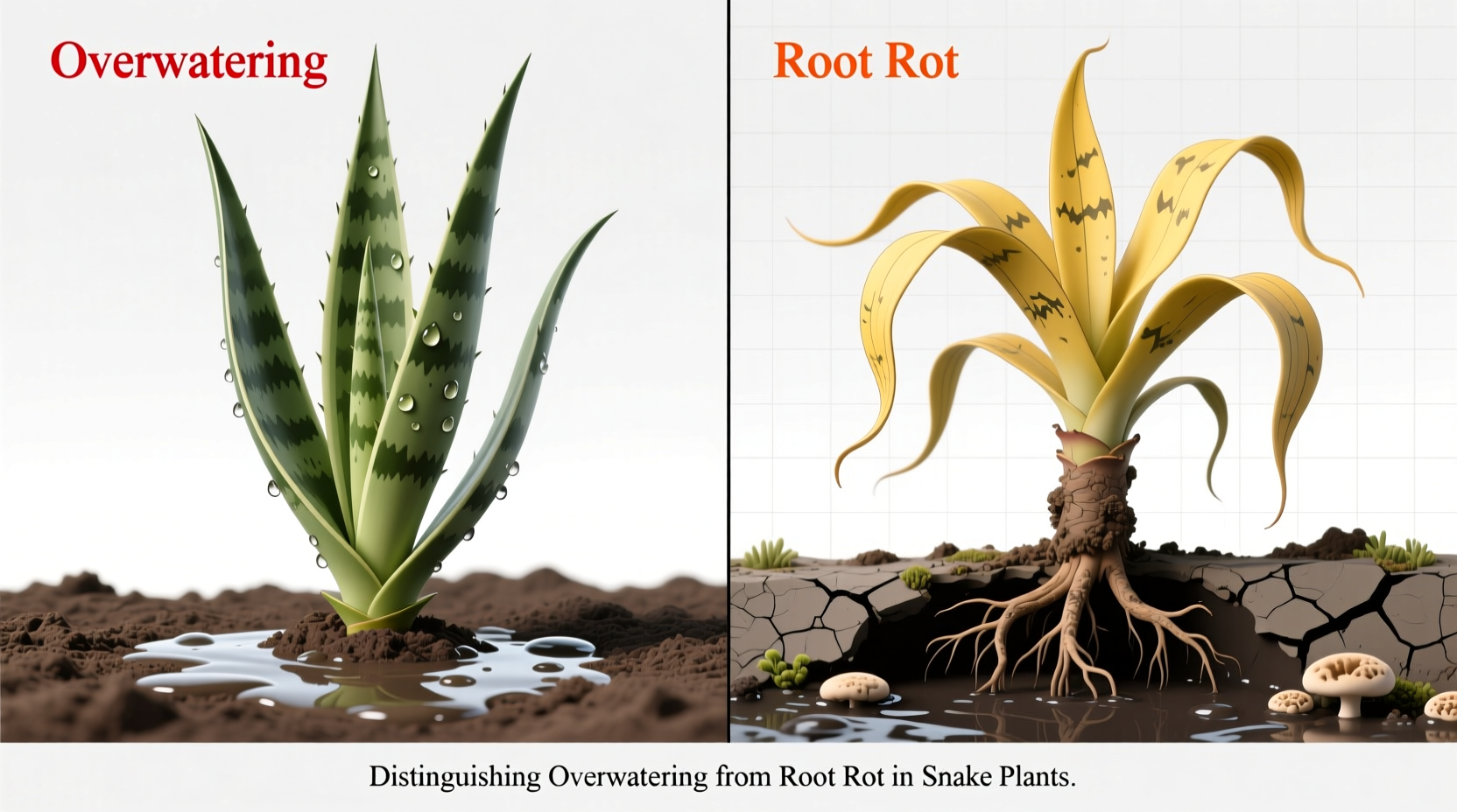 why is my snake plant drooping causes of overwatering vs root rot