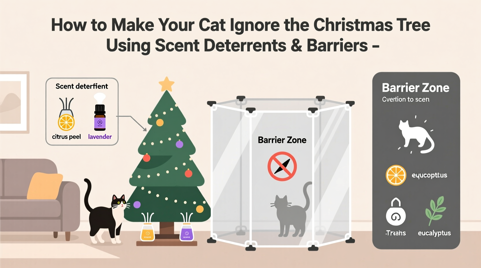 how to make your cat ignore the christmas tree using scent deterrents and barriers