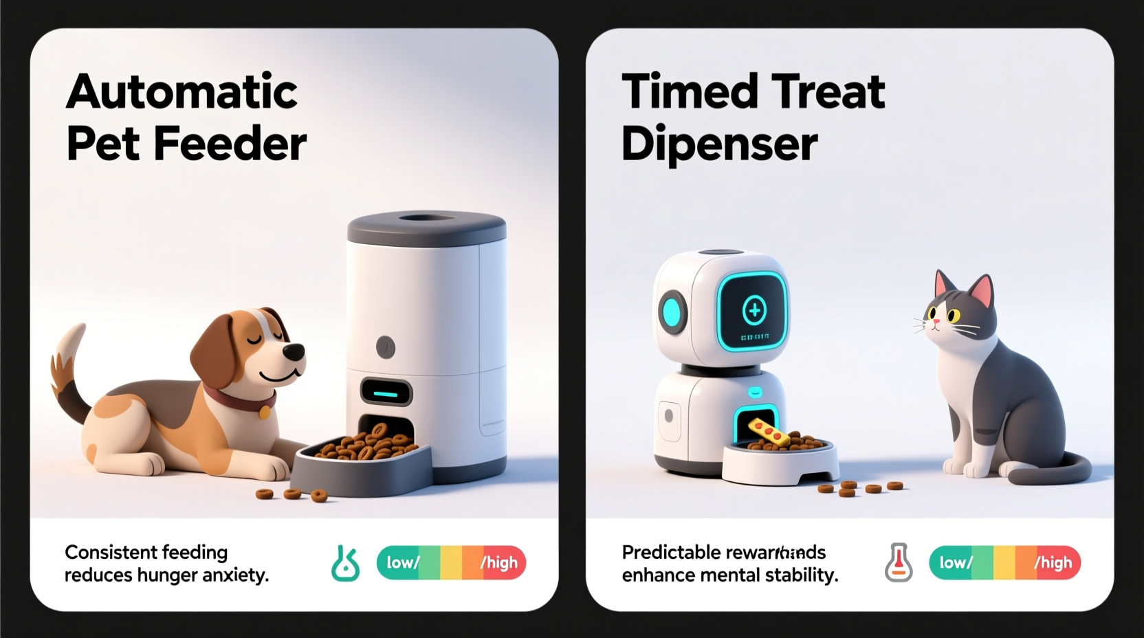 automatic pet feeders vs timed treat dispensers which reduces anxiety better