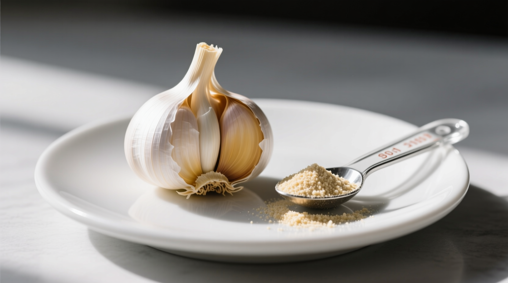 Weeknight dinner adjustment: ⅛ tsp garlic powder replacing one clove in tomato sauce—no chopping during busy cooking hours
