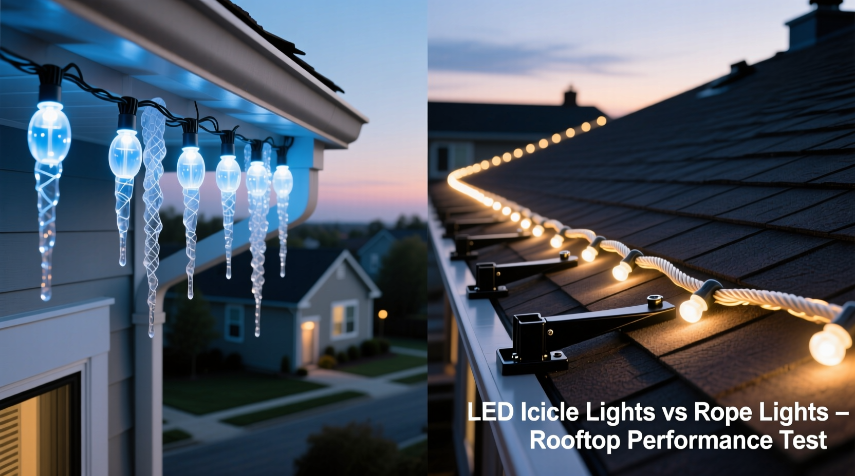 led icicle lights vs rope lights which looks better on rooftops and is easier to install