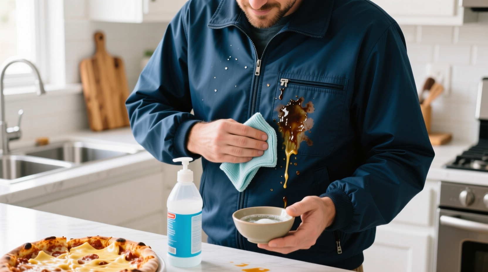 cheese stain removal for delivery jackets