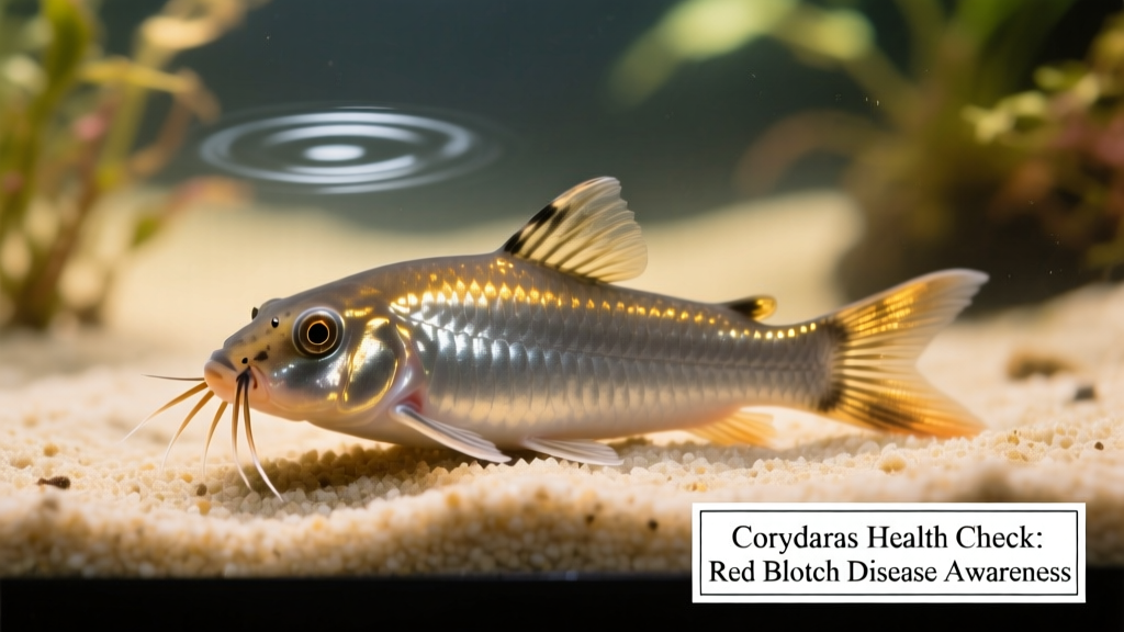 Close-up of a healthy Corydoras catfish resting on smooth sand substrate, showing intact, gently tapered barbels