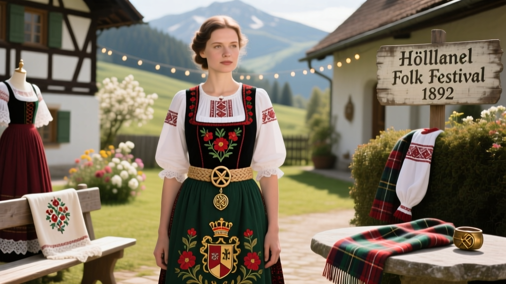 German Black Forest Dirndl Apron Embroidery And Heraldic Motifs
