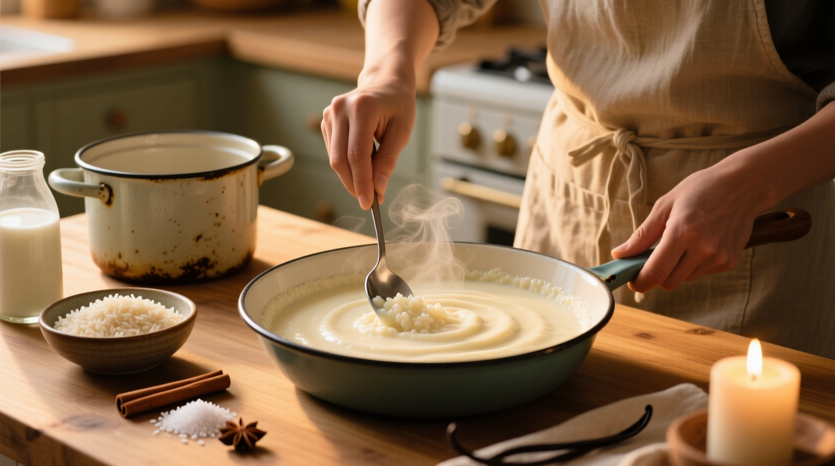 this video shows how easy rice pudding is without a rec