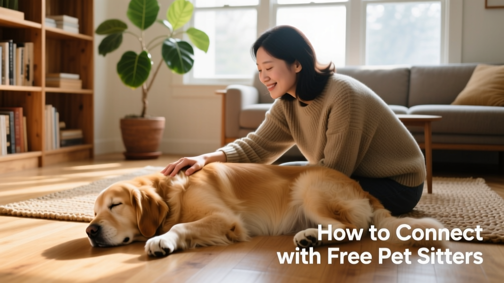A relaxed dog resting at home while a friendly person gently pets them