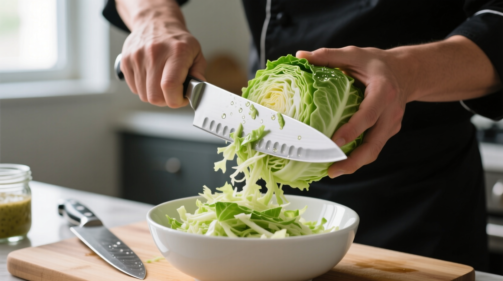 knife skills how to shred cabbage for coleslaw